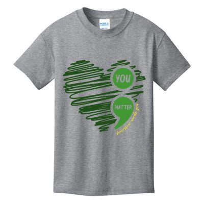 You Matter Semicolon Heart Mental Health Awareness Kids T-Shirt