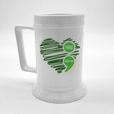 You Matter Semicolon Heart Mental Health Awareness Beer Stein