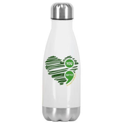 You Matter Semicolon Heart Mental Health Awareness Stainless Steel Insulated Water Bottle