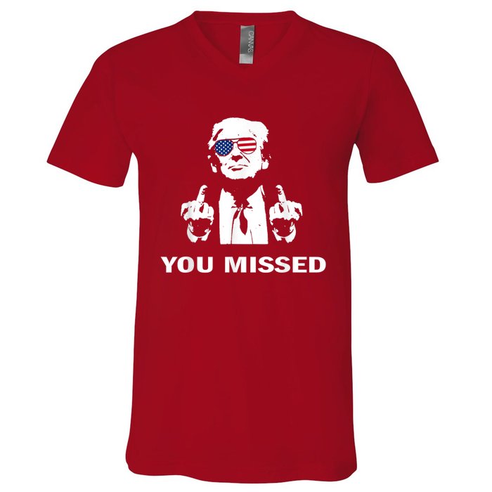 You Missed Shot Republican Pro Trump President 2024 V-Neck T-Shirt