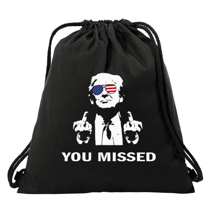 You Missed Shot Republican Pro Trump President 2024 Drawstring Bag