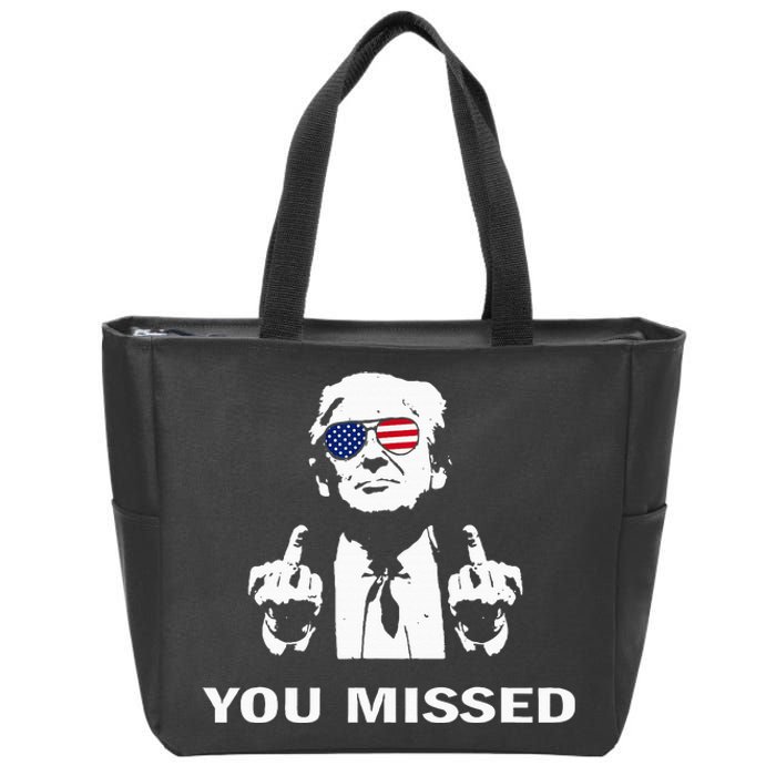 You Missed Shot Republican Pro Trump President 2024 Zip Tote Bag