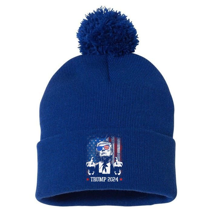 You Missed Shot Republican Pro Trump President 2024 Pom Pom 12in Knit Beanie