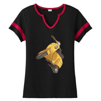 Yellow Motor Scooter Ladies Halftime Notch Neck Tee