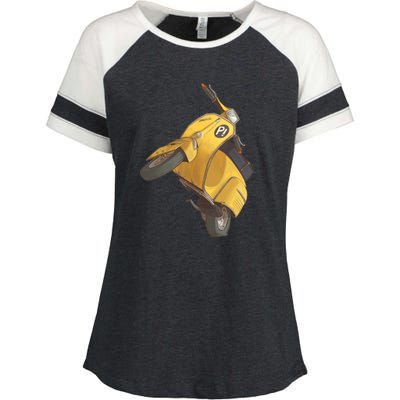 Yellow Motor Scooter Enza Ladies Jersey Colorblock Tee