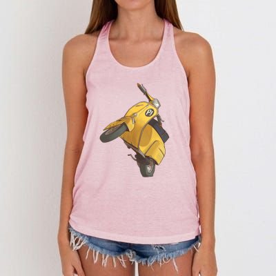 Yellow Motor Scooter Women's Knotted Racerback Tank