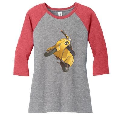 Yellow Motor Scooter Women's Tri-Blend 3/4-Sleeve Raglan Shirt