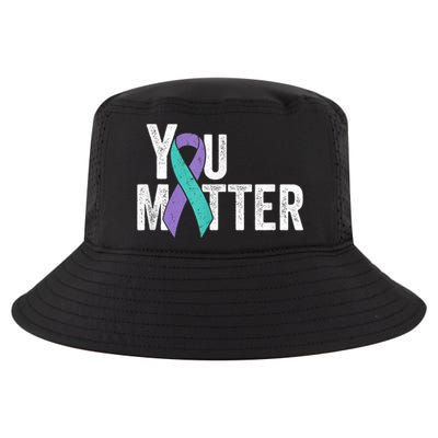 You Matter - Suicide Prevention Teal Purple Awareness Ribbon Cool Comfort Performance Bucket Hat
