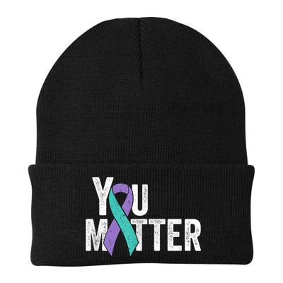You Matter - Suicide Prevention Teal Purple Awareness Ribbon Beanie