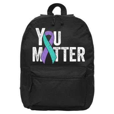 You Matter - Suicide Prevention Teal Purple Awareness Ribbon 16 in Basic Backpack