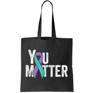 You Matter - Suicide Prevention Teal Purple Awareness Ribbon Tote Bag