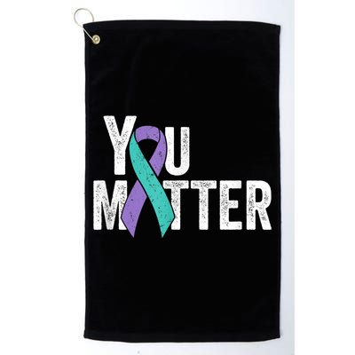 You Matter - Suicide Prevention Teal Purple Awareness Ribbon Golf Towel