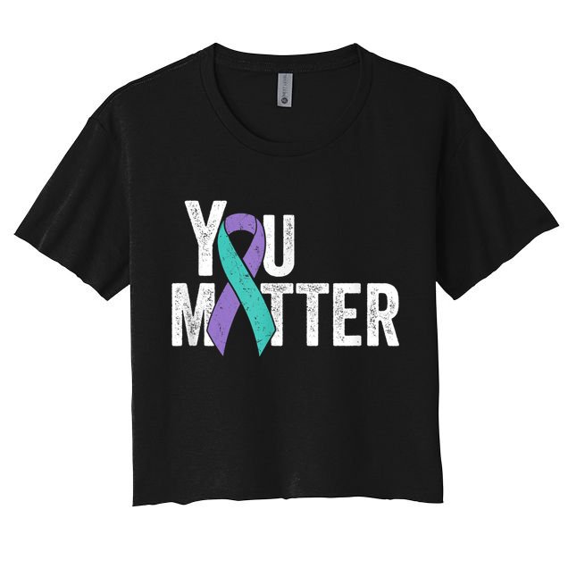 You Matter - Suicide Prevention Teal Purple Awareness Ribbon Crop Top