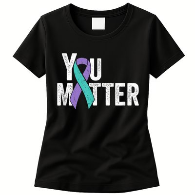 You Matter - Suicide Prevention Teal Purple Awareness Ribbon Womens T-Shirt