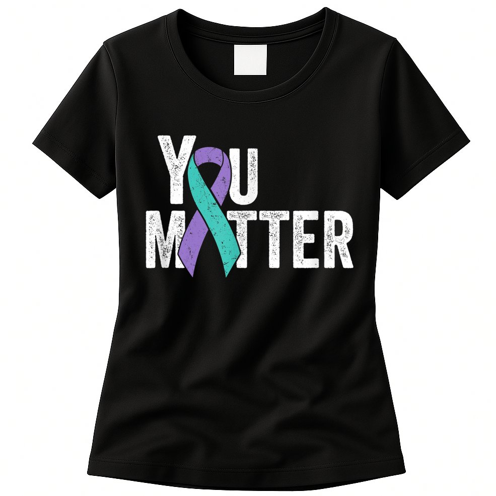 You Matter - Suicide Prevention Teal Purple Awareness Ribbon Womens T-Shirt