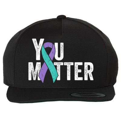 You Matter - Suicide Prevention Teal Purple Awareness Ribbon Wool Snapback Cap