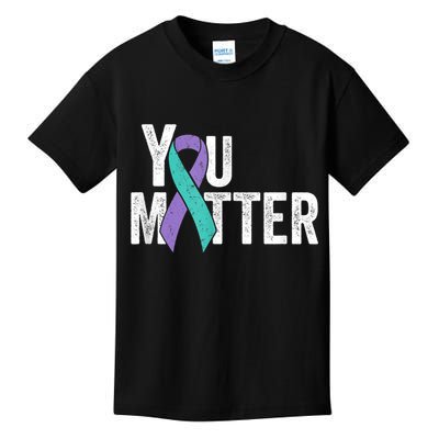 You Matter - Suicide Prevention Teal Purple Awareness Ribbon Kids T-Shirt