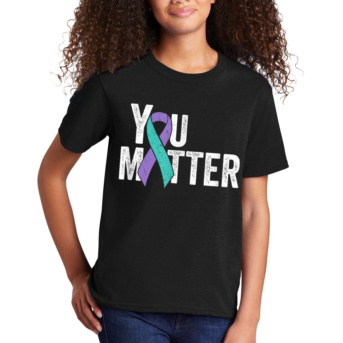 You Matter - Suicide Prevention Teal Purple Awareness Ribbon Kids T-Shirt