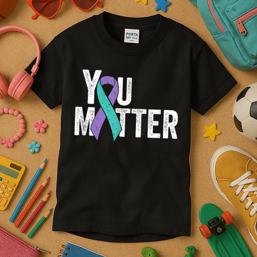 You Matter - Suicide Prevention Teal Purple Awareness Ribbon Kids T-Shirt