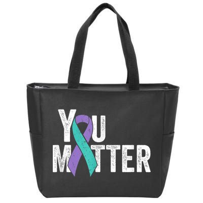 You Matter - Suicide Prevention Teal Purple Awareness Ribbon Zip Tote Bag