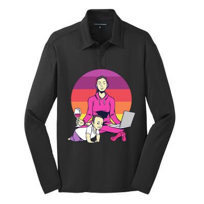 Yoga Mama Spiritual Saying Meditation Mother Meaningful Gift Silk Touch Performance Long Sleeve Polo