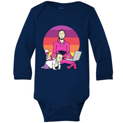 Yoga Mama Spiritual Saying Meditation Mother Meaningful Gift Baby Long Sleeve Bodysuit