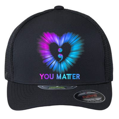 You Matter Suicide Prevention Awareness Teal Purple Heart Flexfit Unipanel Trucker Cap