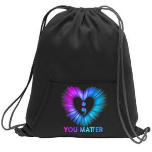 You Matter Suicide Prevention Awareness Teal Purple Heart Sweatshirt Cinch Pack Bag