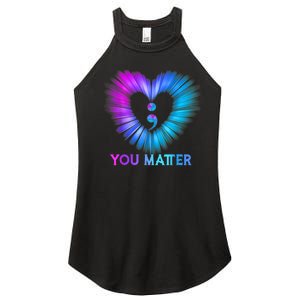 You Matter Suicide Prevention Awareness Teal Purple Heart Women’s Perfect Tri Rocker Tank