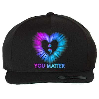 You Matter Suicide Prevention Awareness Teal Purple Heart Wool Snapback Cap