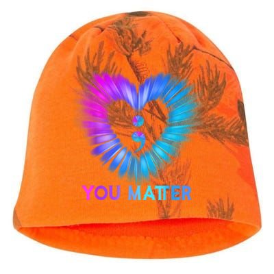 You Matter Suicide Prevention Awareness Teal Purple Heart Kati - Camo Knit Beanie