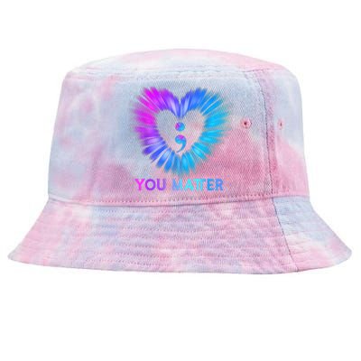 You Matter Suicide Prevention Awareness Teal Purple Heart Tie-Dyed Bucket Hat