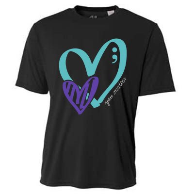 You Matter Suicide Prevention Awareness Teal Purple Heart Cooling Performance Crew T-Shirt