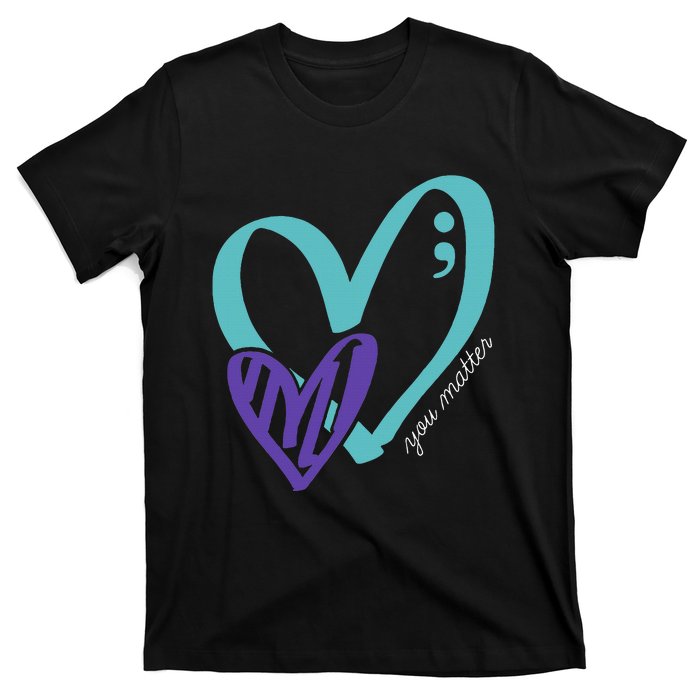 You Matter Suicide Prevention Awareness Teal Purple Heart T-Shirt