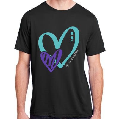 You Matter Suicide Prevention Awareness Teal Purple Heart Adult ChromaSoft Performance T-Shirt