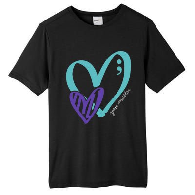 You Matter Suicide Prevention Awareness Teal Purple Heart Tall Fusion ChromaSoft Performance T-Shirt