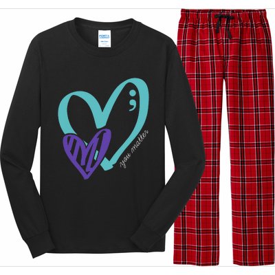 You Matter Suicide Prevention Awareness Teal Purple Heart Long Sleeve Pajama Set