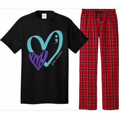 You Matter Suicide Prevention Awareness Teal Purple Heart Pajama Set