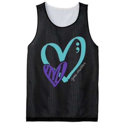 You Matter Suicide Prevention Awareness Teal Purple Heart Mesh Reversible Basketball Jersey Tank