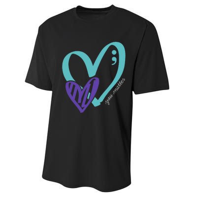 You Matter Suicide Prevention Awareness Teal Purple Heart Performance Sprint T-Shirt