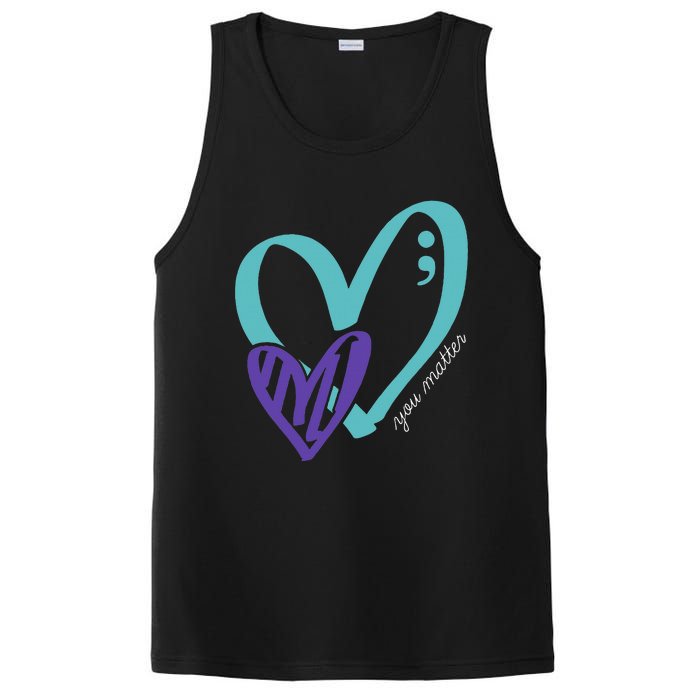 You Matter Suicide Prevention Awareness Teal Purple Heart PosiCharge Competitor Tank