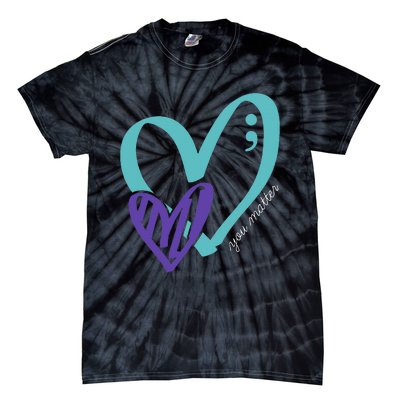 You Matter Suicide Prevention Awareness Teal Purple Heart Tie-Dye T-Shirt