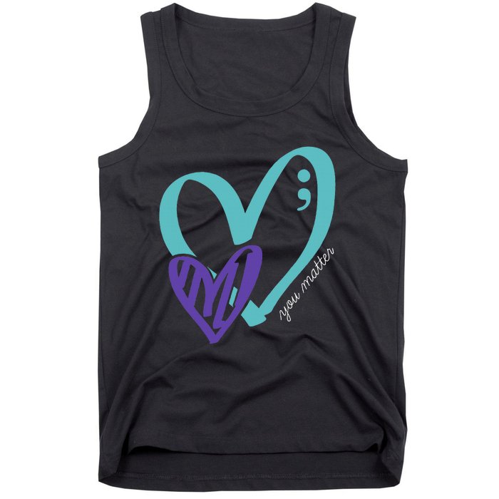 You Matter Suicide Prevention Awareness Teal Purple Heart Tank Top