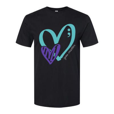 You Matter Suicide Prevention Awareness Teal Purple Heart Softstyle CVC T-Shirt