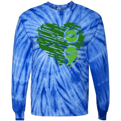 You Matter Semicolon Heart Tie-Dye Long Sleeve Shirt