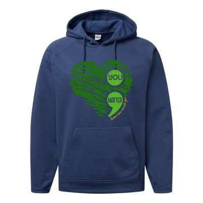 You Matter Semicolon Heart Performance Fleece Hoodie