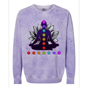 Yoga Meditation Seven Chakras Namaste Lotus Zen Spiritual Meaningful Gift Colorblast Crewneck Sweatshirt