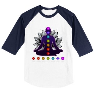 Yoga Meditation Seven Chakras Namaste Lotus Zen Spiritual Meaningful Gift Baseball Sleeve Shirt