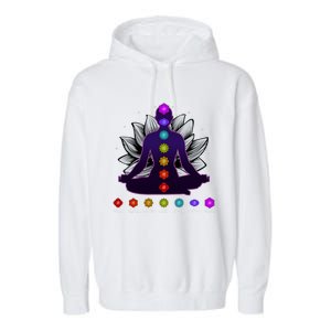 Yoga Meditation Seven Chakras Namaste Lotus Zen Spiritual Meaningful Gift Garment-Dyed Fleece Hoodie