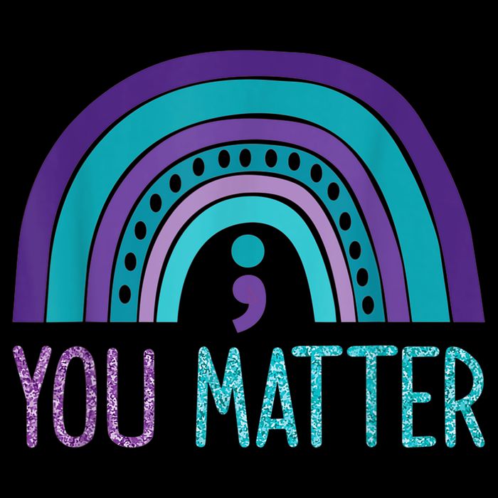 You Matter Semicolon Suicide Prevention Purple Teal Rainbow Cooling Performance Crew T-Shirt